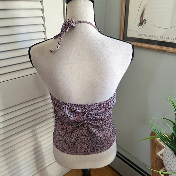 Vintage BCBGMaxazria Top Womens Large Lavender Floral Halter Y2K Coquette Grunge - Picture 4 of 8